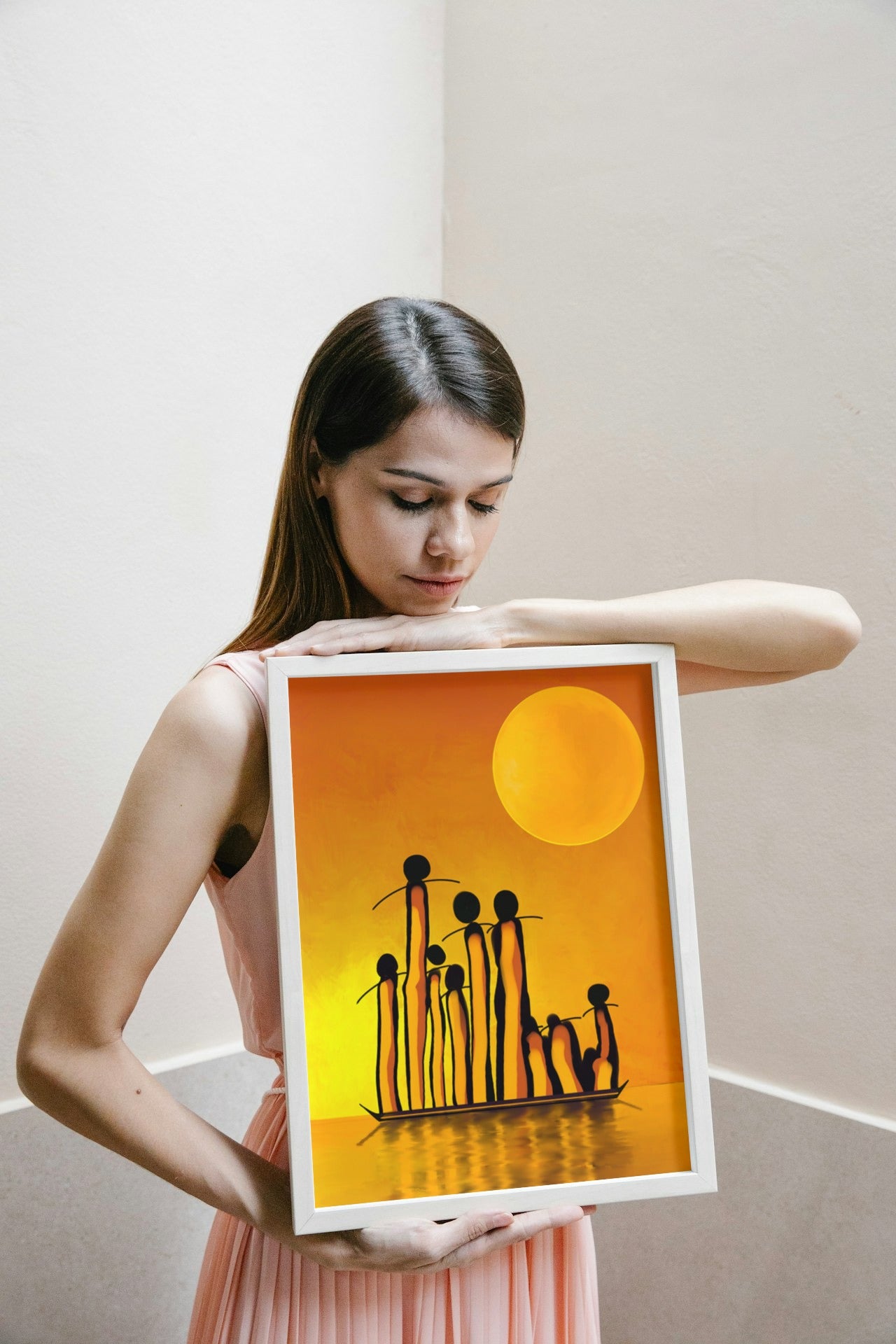 Modern Abstract Warli Artwork - Modern Art - Sunset Painting