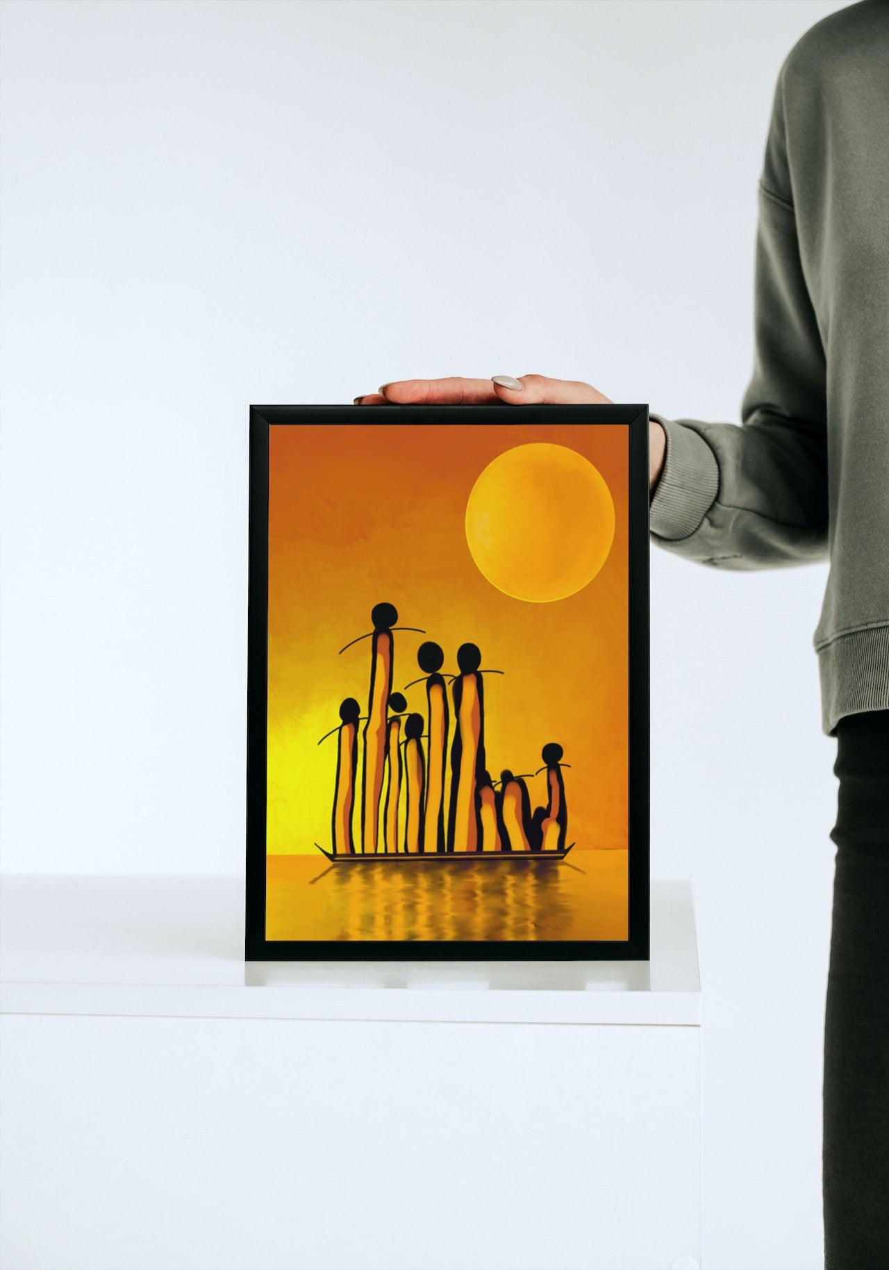 Modern Abstract Warli Artwork - Modern Art - Sunset Painting