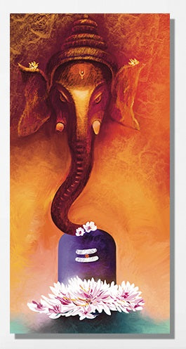 Lord Ganesh Shiv Ling Painting - Vertical Portrait Artwork