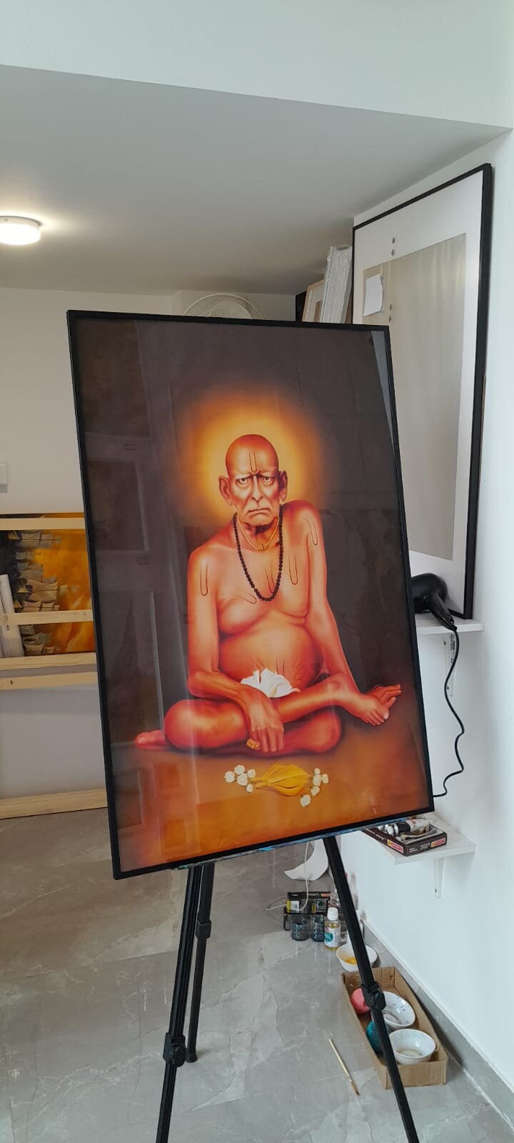 Shree Swami Samartha Maharaj Painting - Akkalkot Maharaj Painting - Black Frame - Indian God - Hindu God - Wall Painting