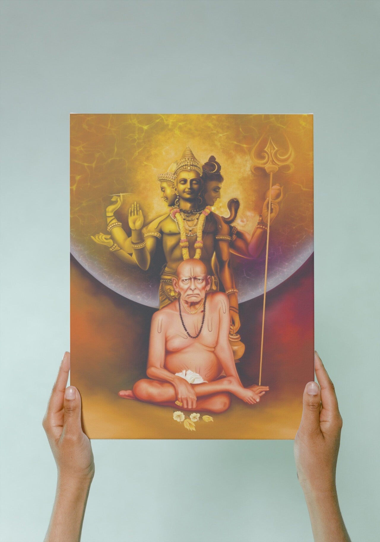 Shree Swami Samartha and Datta Maharaj Painting - Akkalkot Maharaj Painting - Indian God - Hindu - Instant Download - PRINT YOURSELF