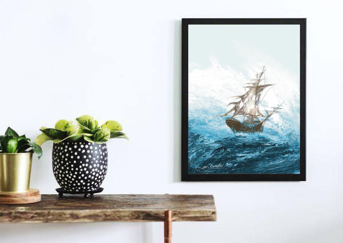 Digital Painting - Modern Art - Modern Ship in a Ocean - Instant Download for Wall Print, Wall Art, Best Gift, House Git, Home Decor Ideas