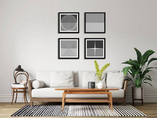 Digital Grey Line Art - Set of 4 Artwork - Instant Digital Download for Wall Print, Wall Art, Modern Painting, DIY Ideas, Best Gift Ideas