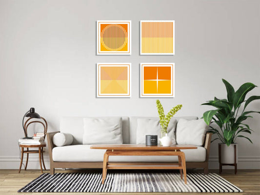 Digital Orange Line Art - Set of 4 Artwork - Instant Digital Download for Wall Print, Modern Painting, BEst Gift Ideas, D I Y Ideas