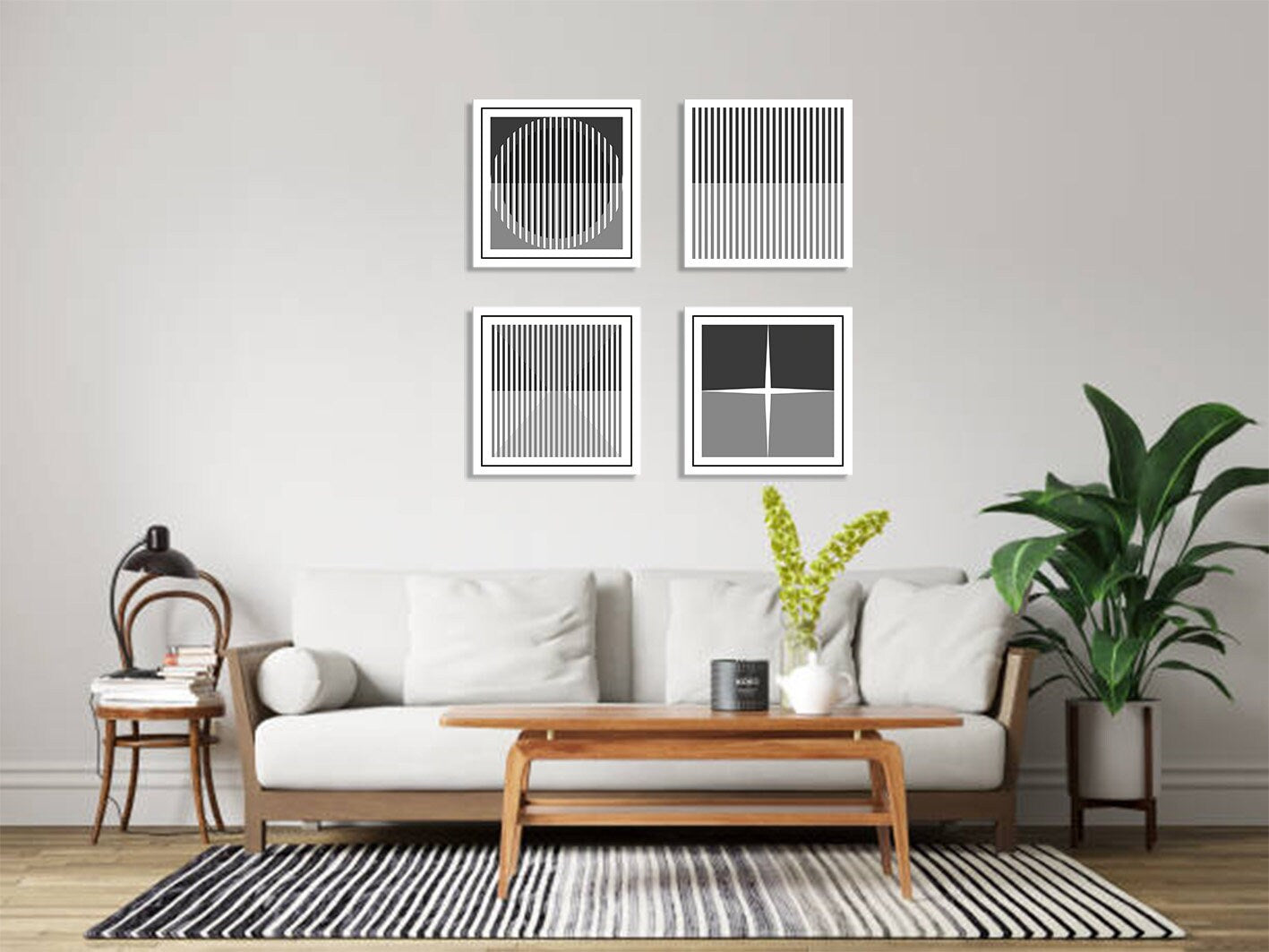 Digital Grey Line Art - Set of 4 Artwork - Instant Digital Download for Wall Print, Wall Art, Modern Painting, DIY Ideas, Best Gift Ideas